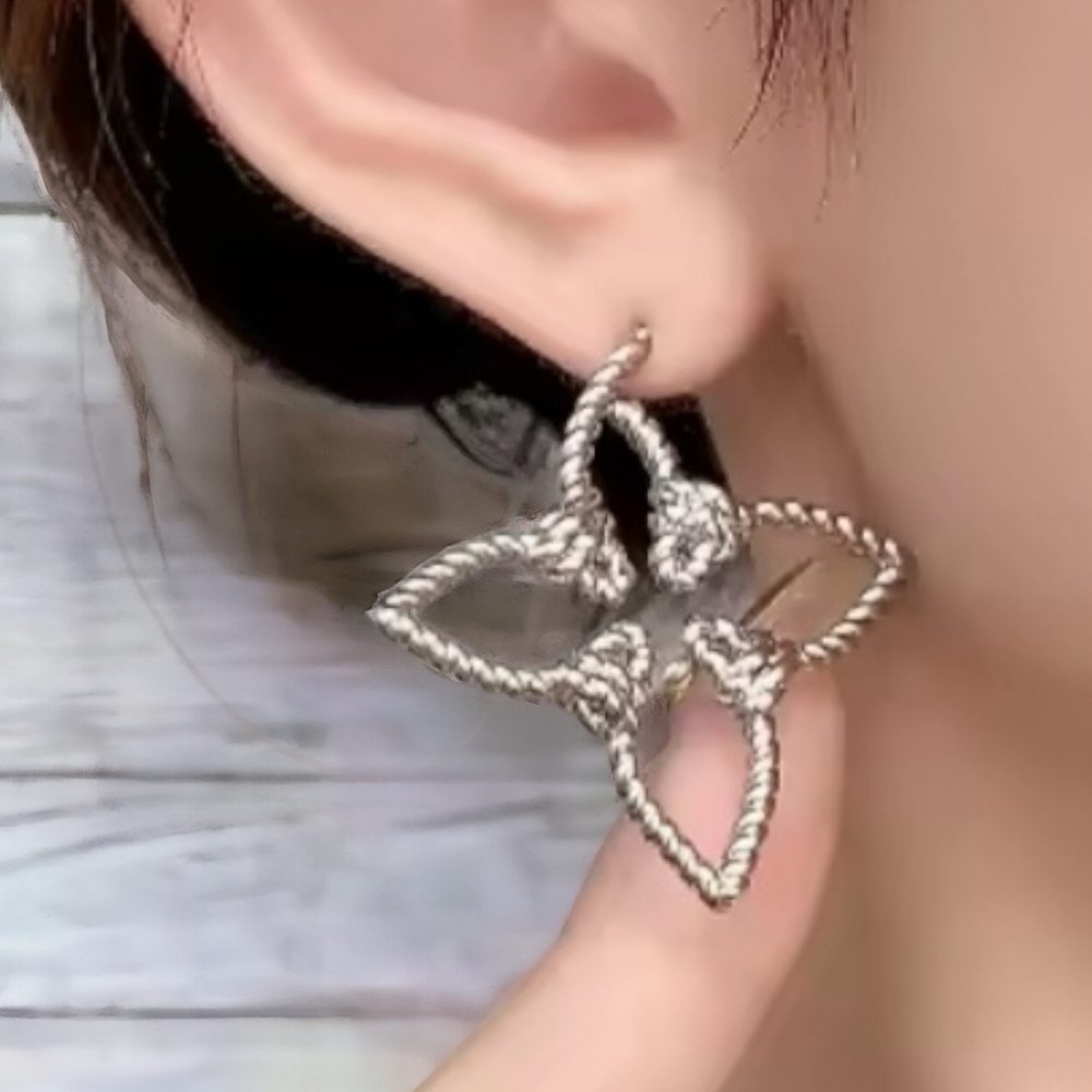 Luxury Designer Silver Nautical Hoops Earrings - Picture 4 of 7